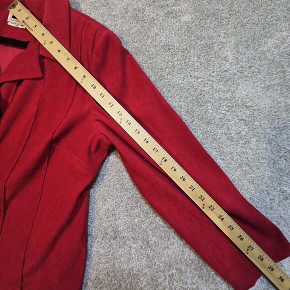 Leslie Fay 2 Pc Skirt Suit Faux Suede Red Elastic Waist Professional Petite 14WP - Picture 7 of 16